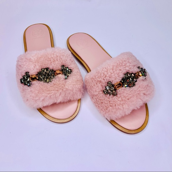 TORY BURCH | aspen shearling slide sandal - Picture 1 of 4